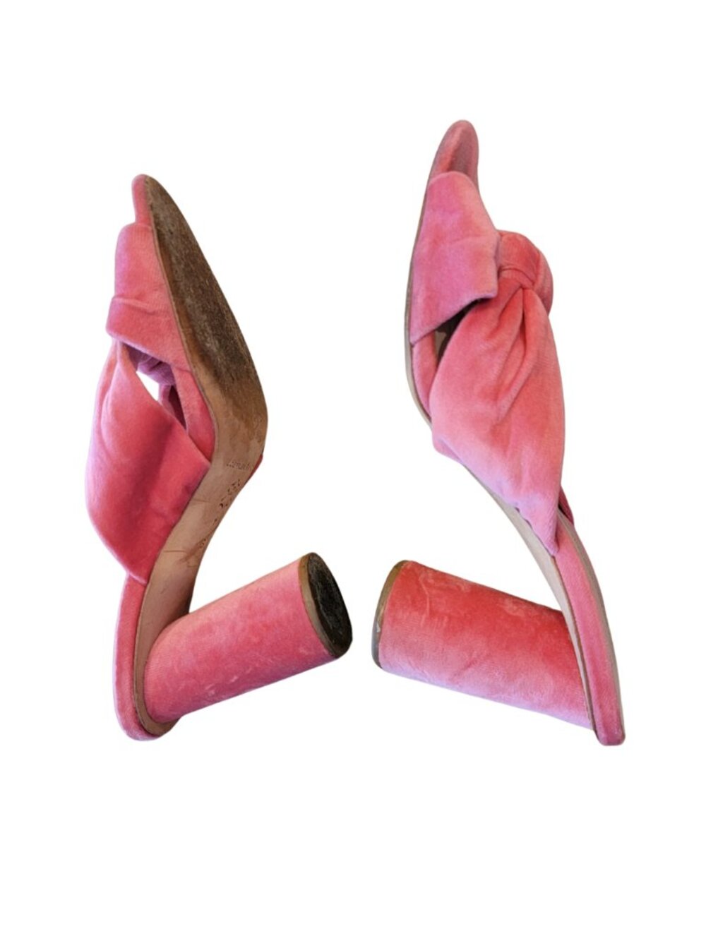 Loeffler Randall Pink Coco Knotted Velvet Heels/Mule Sandal - Picture 3 of 15